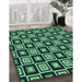 Machine Washable Transitional Deep Teal Green Rug in a Family Room, wshpat1642lblu