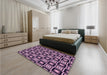 Round Machine Washable Transitional Deep Purple Rug in a Office, wshpat1642pur