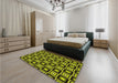 Round Machine Washable Transitional Midnight Gray Rug in a Office, wshpat1642yw