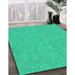 Machine Washable Transitional Spring Green Rug in a Family Room, wshpat1643lblu