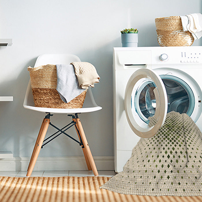 Machine Washable Transitional Moccasin Beige Rug in a Washing Machine, wshpat1644brn