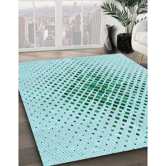 Machine Washable Transitional Electric Blue Rug in a Family Room, wshpat1644lblu