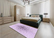 Round Machine Washable Transitional Lilac Purple Rug in a Office, wshpat1644pur