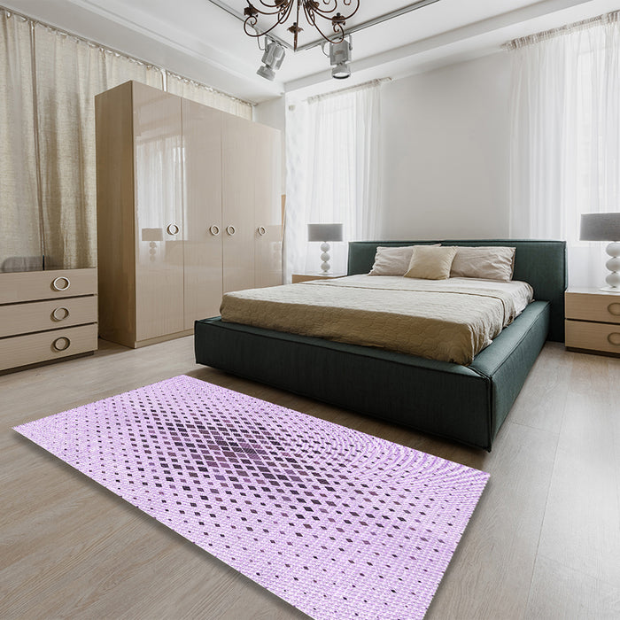 Round Machine Washable Transitional Lilac Purple Rug in a Office, wshpat1644pur