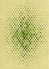 Machine Washable Transitional Green Rug, wshpat1644yw