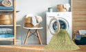 Machine Washable Transitional Green Rug in a Washing Machine, wshpat1644yw