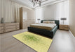 Round Machine Washable Transitional Green Rug in a Office, wshpat1644yw