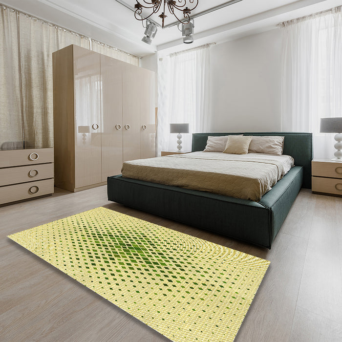 Round Machine Washable Transitional Green Rug in a Office, wshpat1644yw