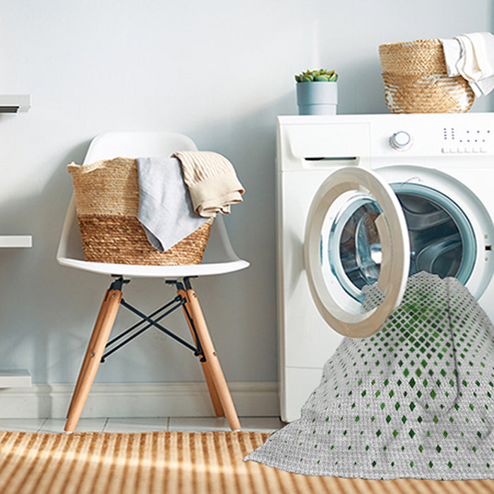 Patterned Sage Green Abstract Machine Washable Rug in a Washing Machine, wshpat1644