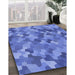 Patterned Sky Blue Rug in Family Room, pat1645blu