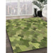 Machine Washable Transitional Fern Green Rug in a Family Room, wshpat1645brn