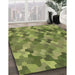Patterned Fern Green Rug in Family Room, pat1645brn
