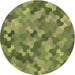 Square Patterned Fern Green Rug, pat1645brn