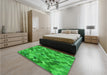 Patterned Lime Green Rug in a Bedroom, pat1645grn