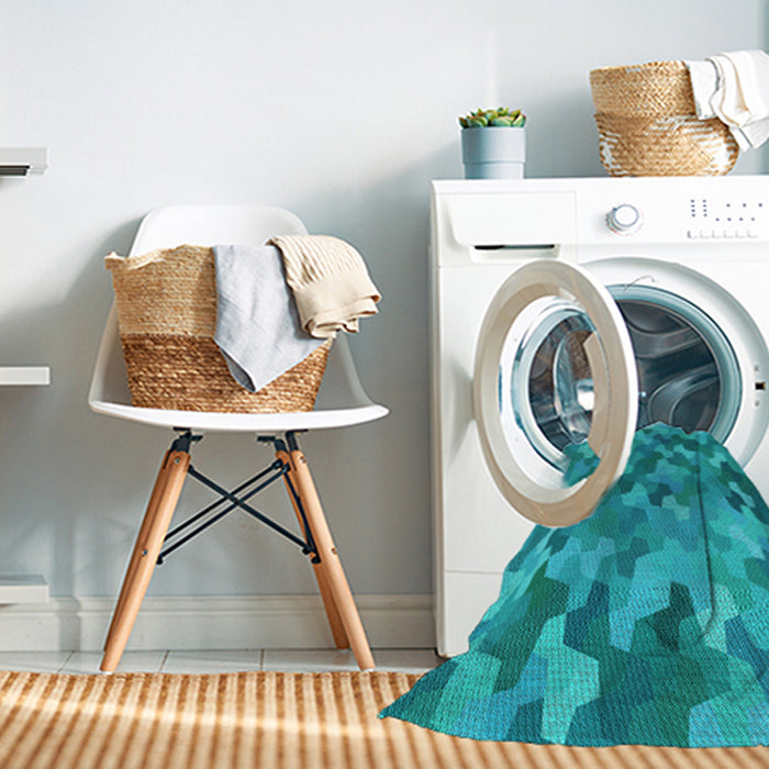 Machine Washable Transitional Aqua Cyan Blue Rug in a Washing Machine, wshpat1645lblu