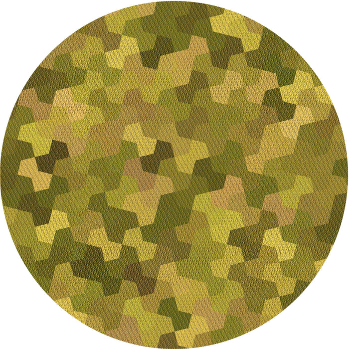 Square Patterned Dark Yellow Green Rug, pat1645org