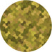 Square Patterned Dark Yellow Green Rug, pat1645org