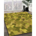 Patterned Dark Yellow Green Rug in Family Room, pat1645org