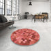 Round Patterned Red Rug in a Office, pat1645rd
