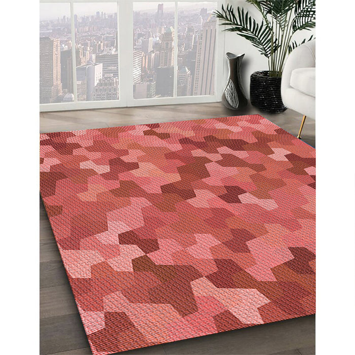 Patterned Red Rug in Family Room, pat1645rd