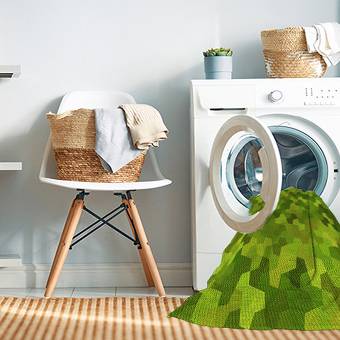 Machine Washable Transitional Dark Lime Green Rug in a Washing Machine, wshpat1645yw