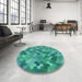 Round Patterned Turquoise Green Novelty Rug in a Office, pat1645