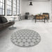 Round Patterned Silver Gray Novelty Rug in a Office, pat1647