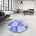 Round Patterned Light Slate Blue Rug in a Office, pat1649blu