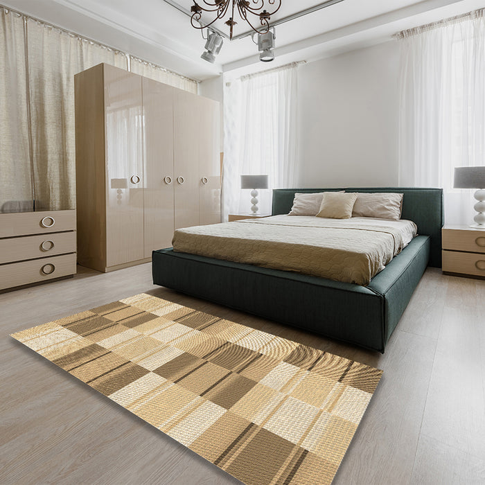 Patterned Copper Brown Rug in a Bedroom, pat1649brn