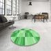 Round Patterned Green Rug in a Office, pat1649grn