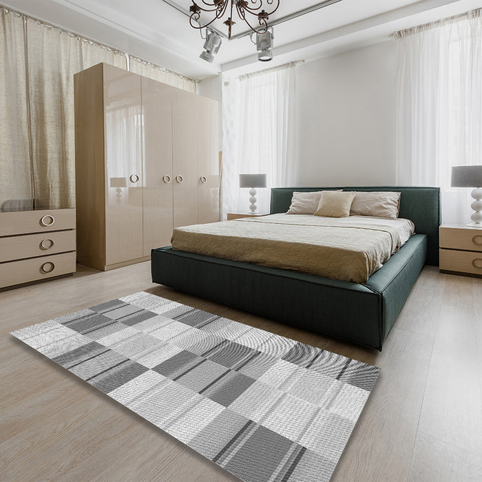 Patterned Gray Rug in a Bedroom, pat1649gry
