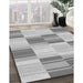 Patterned Gray Rug in Family Room, pat1649gry