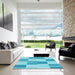 Machine Washable Transitional Dark Turquoise Green Rug in a Kitchen, wshpat1649lblu