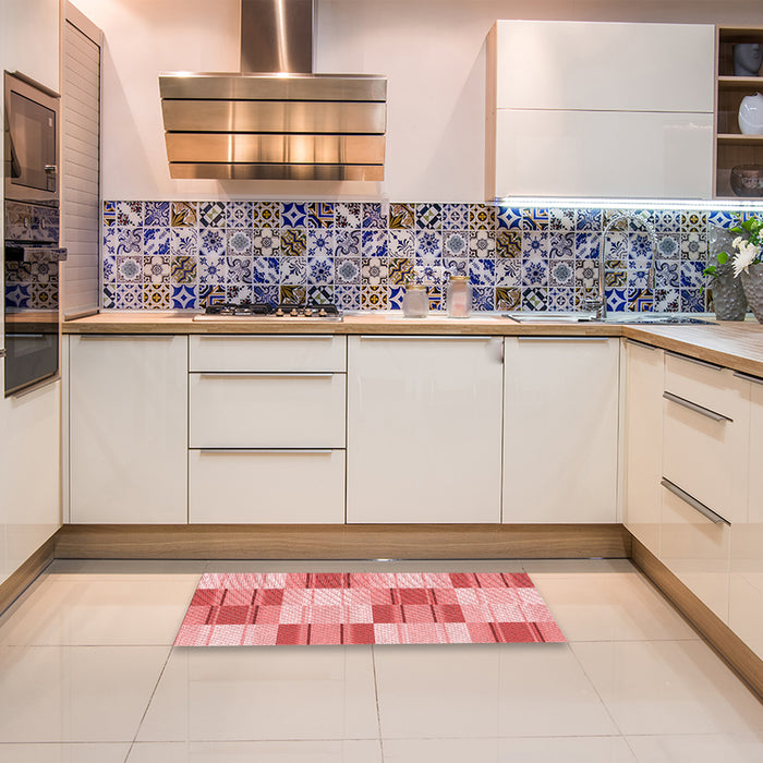 Patterned Pastel Pink Rug in a Kitchen, pat1649rd
