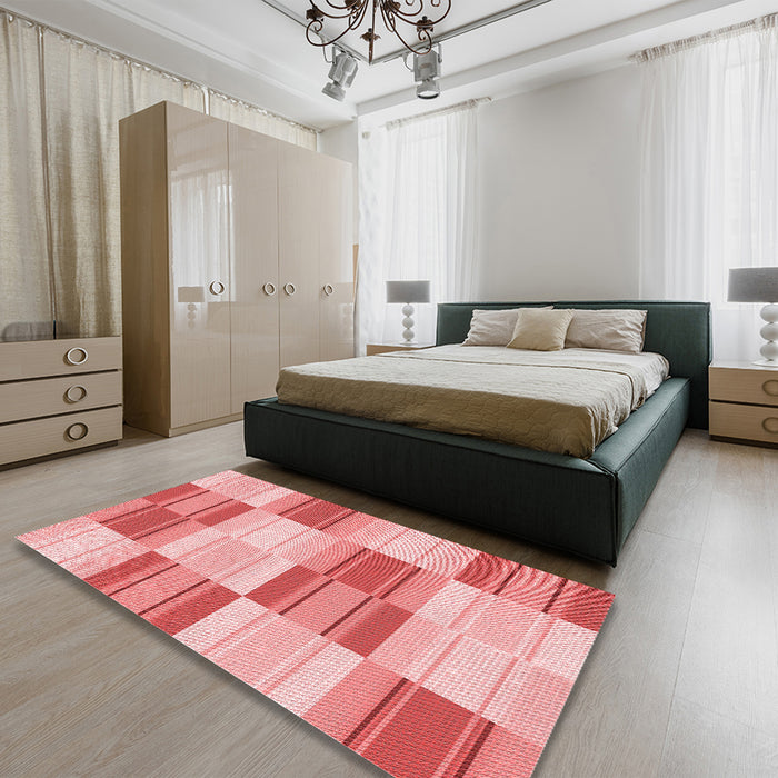 Patterned Pastel Pink Rug in a Bedroom, pat1649rd