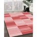 Patterned Pastel Pink Rug in Family Room, pat1649rd