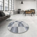 Round Machine Washable Transitional Gainsboro Gray Rug in a Office, wshpat1649