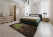 Patterned Oak Brown Rug in a Bedroom, pat165brn