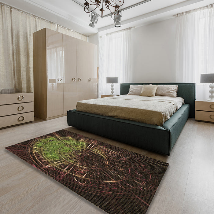 Patterned Oak Brown Rug in a Bedroom, pat165brn
