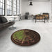 Round Patterned Oak Brown Rug in a Office, pat165brn