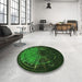 Round Patterned Black Rug in a Office, pat165grn