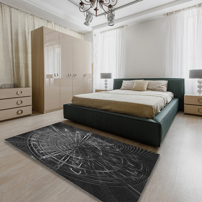 Patterned Ash Gray Rug in a Bedroom, pat165gry