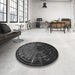 Round Patterned Ash Gray Rug in a Office, pat165gry