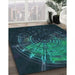 Patterned Dark Cyan Green Rug in Family Room, pat165lblu