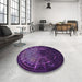 Round Patterned Dark Purple Rug in a Office, pat165pur