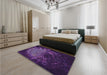 Patterned Dark Purple Rug in a Bedroom, pat165pur