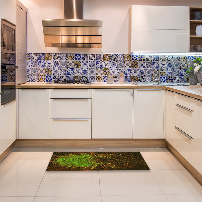 Patterned Black Brown Rug in a Kitchen, pat165yw
