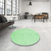 Round Patterned Light Green Rug in a Office, pat1650grn