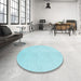 Round Patterned Diamond Blue Rug in a Office, pat1650lblu