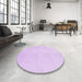 Round Patterned Violet Purple Rug in a Office, pat1650pur